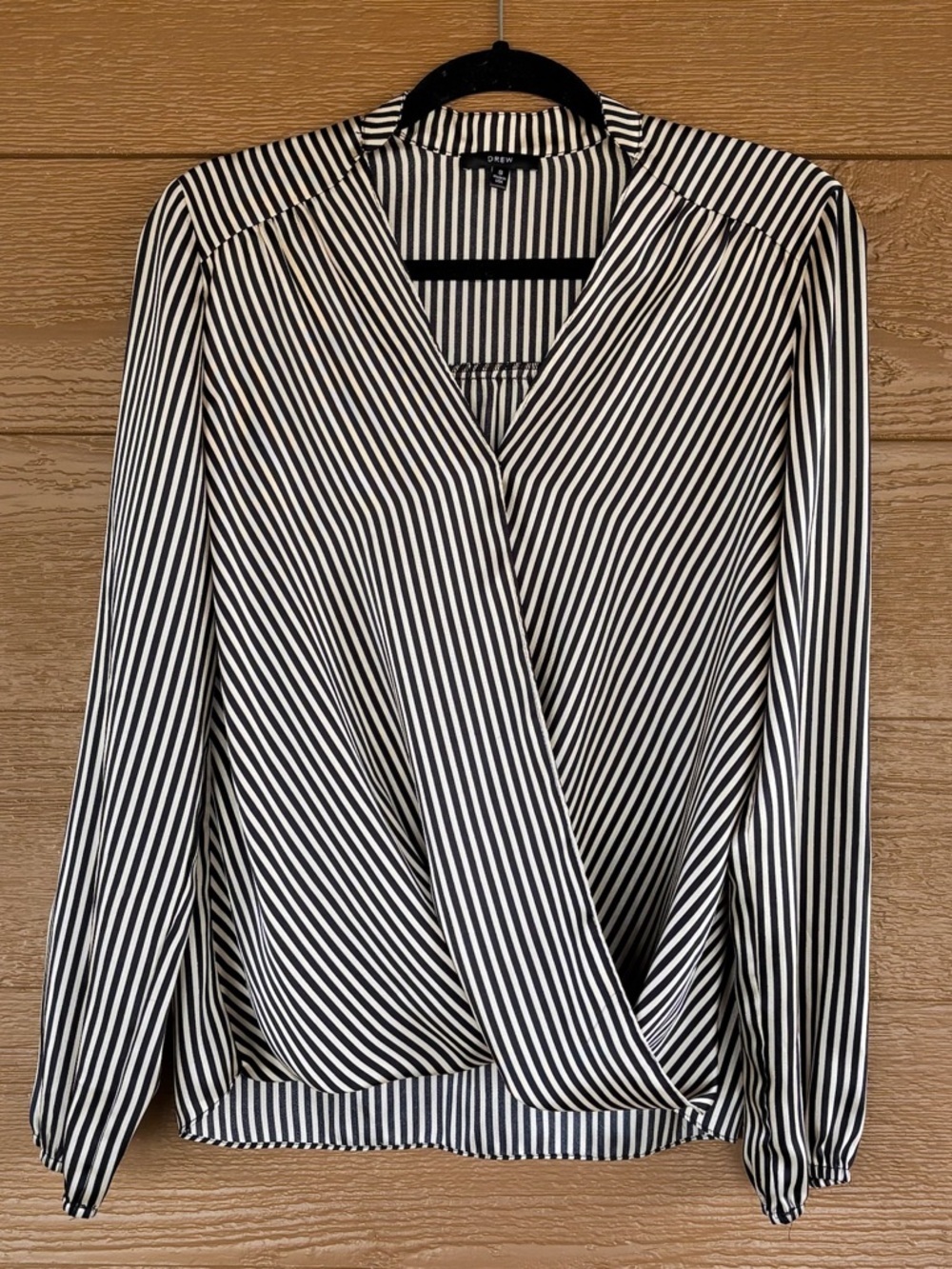 DREW Black & White Vertical Stripe Blouse
